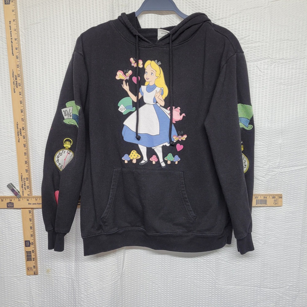 Disney Alice in Wonderland Black Graphic Hoodie Sweatshirt XL LH42320FH‎